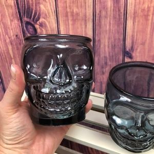 Set of 2 Skull Glass Drinking  Cups *SALE ITEM
